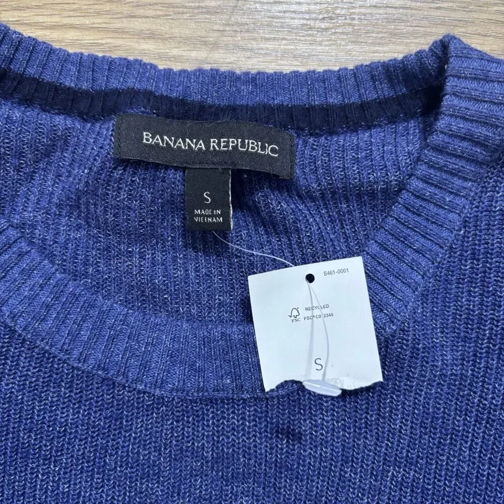 Banana Republic Sweater Men’s Small Blue Cotton Long Sleeve Crew Neck Pullover